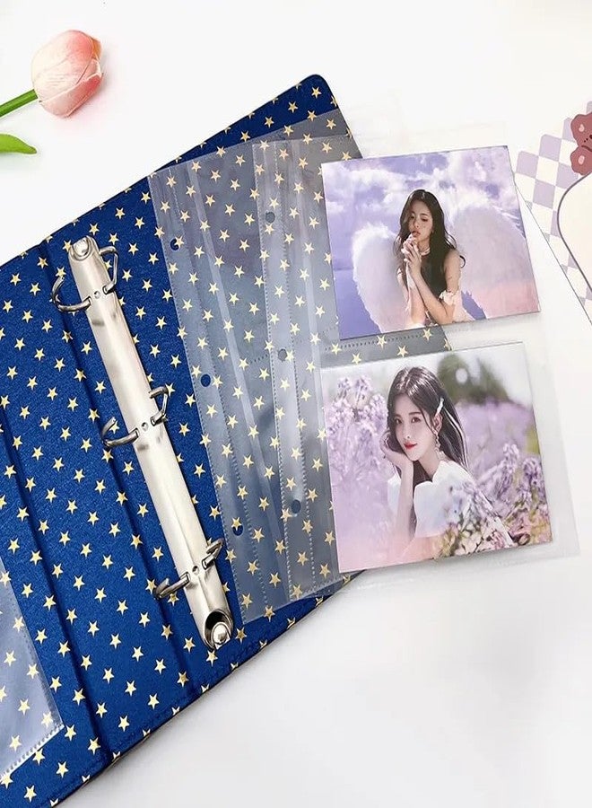Careflection Photo Album Binder Photocard Book 3 Ring A4 Star series PU Leather Binder Photocard Holder Refillable with sleeves for Fujifilm Instax Mini Film/Polaroid Film/Kpop Photocard (White) - Image 3